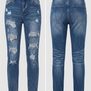 Abercrombie & Fitch Distressed Skinny Jeans - Medium Blue